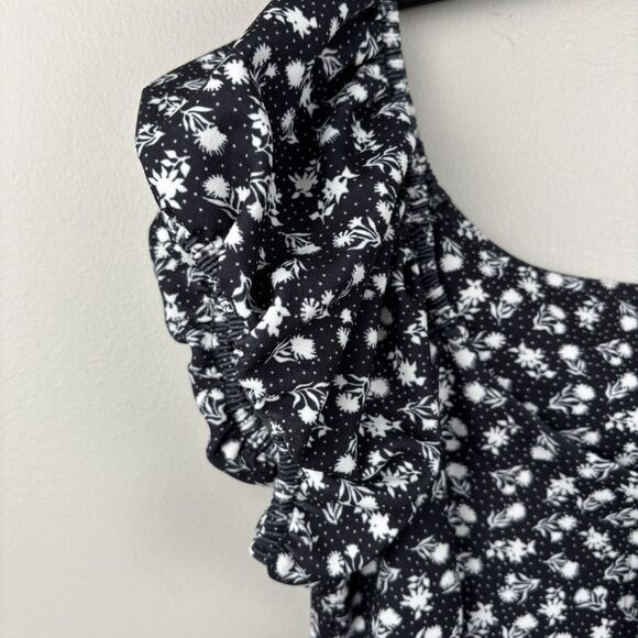 Betsey Johnson Maxi Dress Large Puff Short Sleeves Lace-up Slit Floral JM108674 - Picture 9 of 13